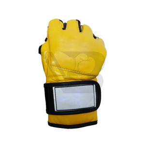 Guantes de MMA de Cuero Vacuno Dorado Profesionales a Precio de Fábrica, Guantes de Entrenamiento de Boxeo de Medio Dedo para Hombre, Talla Grande - Product Image 6