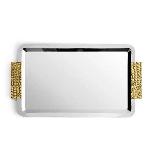Bandeja de Metal Rectangular Brillante y Pulida para Exhibición, Bandeja de Metal para Servir Alimentos, Frutas, Verduras, Decoración, Vajilla, Bandejas de Metal Hechas a Mano - Product Image 4