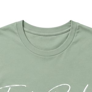 เสื้อยืดกราฟิกผู้หญิงสีเขียวเซจ แขนสั้น คอกลม แฟชั่นลำลอง พิมพ์ลายไข่มุกยี่สิบเม็ด สวมใส่สบายทุกวัน สำหรับฤดูร้อน - Product Image 5