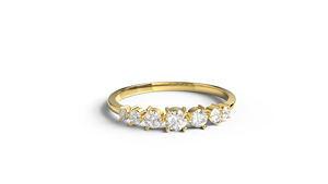 18K Gold Seven Graduated Round Brilliant Cut Diamond <b>Ring</b> Half Eternity Band <b>Stacking</b> Wedding <b>Ring</b> Fine Jewelry for Women - Product Image 1