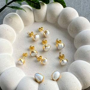 Pendientes de Perlas Naturales de Agua Dulce, Chapados en Oro de 18K, Pendientes Minimalistas de Perlas para Mujer, Joyería Clásica - Product Image 6