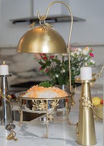 Luxury Round Chafing Dish with Dome Lid Metal <b>Buffet</b> Food Warmer Catering <b>Server</b> for Hotels Restaurants Events - Product Image 4