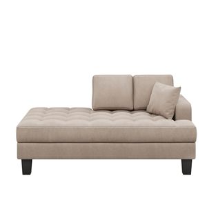 Chaise longue da 64 pollici profonda, trapuntata, in tessuto testurizzato grigio caldo, con cuscino decorativo, per soggiorno e camera da letto. Video fornito. - Product Image 3