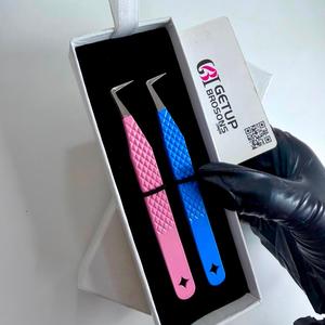 Nouvelle conception, pince à cils violette à pointe lisse de 10 mm, anti-magnétique, anti-statique, à prise parfaite, avec découpe en étoile à 90 degrés - Product Image 1