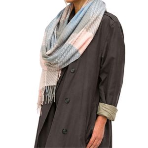 Pink Blue Oversized Scarf Soft Warm Winter Shawl Plaid Pattern Large <b>Wrap</b> Fashion Accessory Women Casual Outdoor Neck Cover - Product Image 1