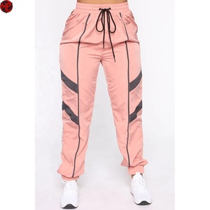 2026 Premium Pink Color Block Tracksuit Set Stand Collar Zip Up <b>Jacket</b> Windproof Sportswear for <b>Women</b> Nylon Tracksuit Set - Product Image 2