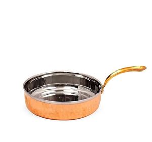 Wholesale Prices Serveware <b>and</b> Tableware Hotel Restaurant Steel Copper Hammered Fry Sauce <b>Pan</b> with Long Brass Handle - Product Image 1