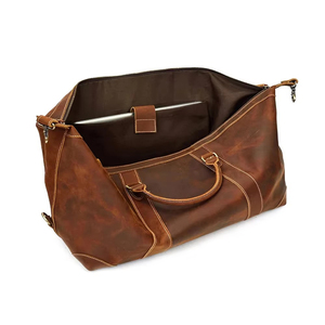 Men's Luxury Leather <b>Duffel</b> <b>Bag</b> with Polyester Lining Outdoor Travel Gym Sports Luggage Large Capacity Adjustable Shoulder Strap - Product Image 4