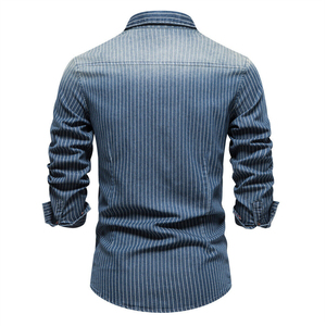 Camisa de Mezclilla de Algodón Extra Grande para Hombre, Diseño Nuevo, Manga Larga, con Estampado, Última Llegada - Product Image 2