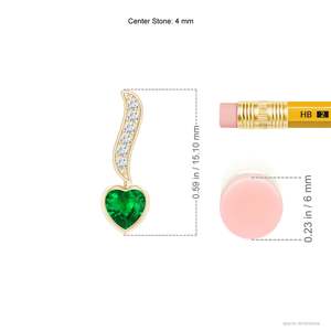 Heart Shape Emerald Diamond Drop <b>Earrings</b> in 14K Yellow Gold, Romantic Emerald Dangle <b>Earrings</b>, <b>Fine</b> Jewelry Gift for Fiance - Product Image 2