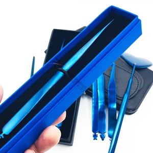 Pinzas para Extensión de Pestañas RMI con Punta de Fibra, Color Azul Plasma, Agarre de Diamante, Acero Inoxidable Sostenible, 90 Grados, Cuidado Personal - Product Image 6