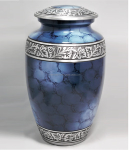 Urna Funeraria de Alta Calidad, Grabada, Estilo Americano Azul, para Cenizas Humanas, de Aluminio, para Adultos - Product Image 1