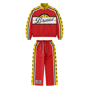 Conjunto de chándal cortavientos de nailon de alta calidad con logotipo personalizado, con media cremallera, para hombre, talla grande. - Product Image 4