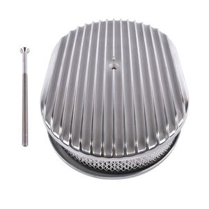 12\" Oval Aluminum Full Finned Air Cleaner with Polished Paper Element SB BB CHEVY for FORD MOPAR CHRYLER for DODGE PLYMOUTH - Product Image 2