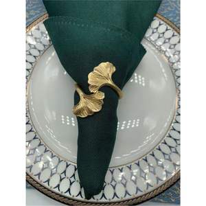 Juego de Servilleteros Modernos con Hojas Doradas, Servilletero de Aleación de Zinc para Navidad, Acción de Gracias, Banquetes, Eventos, Bodas - Product Image 1