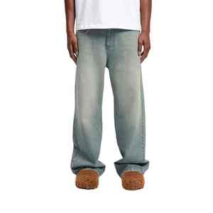 Servicio OEM: Pantalones vaqueros holgados de cintura alta para hombre, estilo urbano, de tela gruesa, personalizados, vintage, de pierna ancha, con lavado a la piedra - Product Image 2