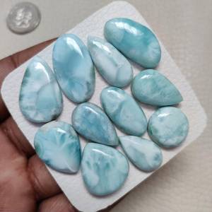 Natural larimar gemstone quartz handmade gemstone bluk lot light blue polished for jewellery making - Product Image 2
