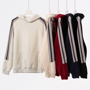 Haute qualité 380gsm 60% coton 40% Polyester automne automne hiver mode surdimensionné rayé manches raglan pull à capuche pour hommes - Product Image 1