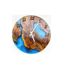 Horloge murale ronde moderne en résine époxy et bois, finition brillante, luxe, personnalisable, idéale pour offrir en cadeau, décoration intérieure, pour restaurant, hôtel - Product Image 6