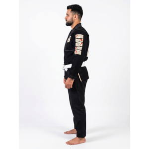 Conjunto de Camiseta de Jiu Jitsu Brasileño Personalizable de 380 GSM con Tejido Perla Premium OEM para Hombre con Bordado de Patrón Sólido - Product Image 3