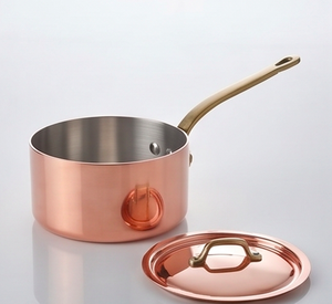 Heavy Copper Sauce <b>Pan</b> With Stainless Steel Lid Minimalist Design Durable Metal Cookware For Gas <b>And</b> Induction Stoves Use - Product Image 1