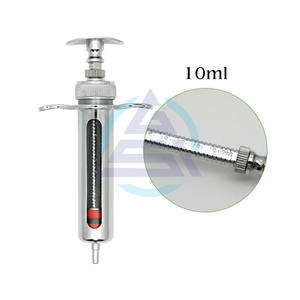 Animal <b>Veterinary</b> <b>Syringes</b> Metal Stainless Steel <b>Syringe</b> for Pig Cattle Sheep Injector Vet Tools livestock Medicine Feeder - Product Image 1