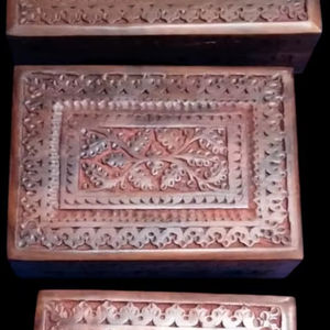 Elegancia Tallada a Mano: Trio de Almacenamiento de Joyas de Madera Multifuncional, Moderno y de Lujo - Product Image 1