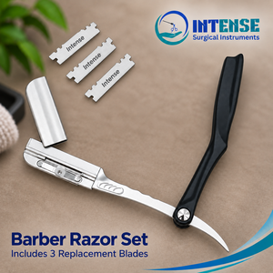 Professional Barber <b>Razor</b> <b>Set</b> with 3 Replacement Blades Stainless Steel Straight Edge Shaving <b>Razor</b> for Men Salon - Product Image 5