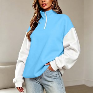 Breathable Quick Dry Women Long Sleeve Sweatshirts Casual Half <b>Zip</b> Pullover Tops Color Block Trendy Oversized Fall Sweatshirt - Product Image 4