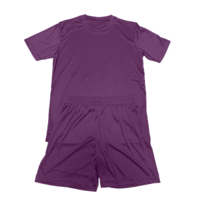 Ensemble de maillot de football unisexe bleu à manches courtes, col rond, tissu respirant en polyester, short à taille élastique, coupe régulière, toutes saisons - Product Image 4