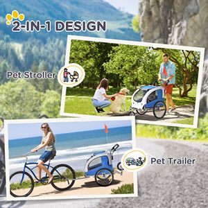 Passeggino/Carrello 2-in-1 per Cani Blu Confortevole con Tettuccio, Tasche Portaoggetti, Sicuro e Stabile, Carico Massimo 80kg, Grande Dimensione in Alluminio - Product Image 4