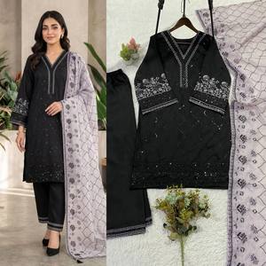Traje Palazzo Romano Bordado de Calidad de Exportación con Forro y Dupatta de Organza - Product Image 2