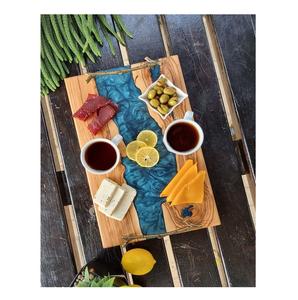 Bandeja de Almacenamiento de Alimentos de Resina y Madera Moderna de Lujo, Hecha a Mano, para Desayuno, Hotel, Cocina, Vajilla, Acabado Premium - Product Image 1