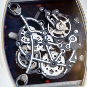 White Tonneau Red Accent Skeleton Men's <b>Watch</b> ETA Automatic Mechanical Sports Wristwatch Carbon Fiber <b>Case</b> Rubber Strap Pointer - Product Image 6