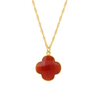 Colliers de calcédoine de corail rouge de vente chaude avec la mode de chaîne 925 argent sterling plaqué or 18k