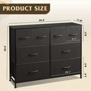Torre portaoggetti in tessuto a 8 cassetti con struttura in metallo e piano in legno, organizer nero per camera da letto e soggiorno - Product Image 4