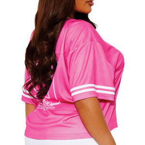 Maillot de football américain rose personnalisé en maille pour femme, coupe ample respirante style Hip Hop, uniforme de jeu Y2K, vêtement tendance - Product Image 2