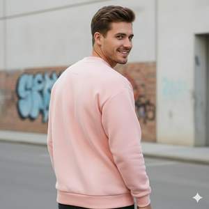 Sweat-shirt à col rond 100 % coton molletonné, épaules tombantes, streetwear décontracté d'hiver, pull doux avec intérieur brossé, OEM Private Label - Product Image 2