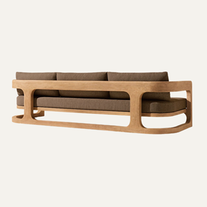 Canapé de jardin en bois de teck massif d'extérieur avec coussin en tissu - Product Image 3