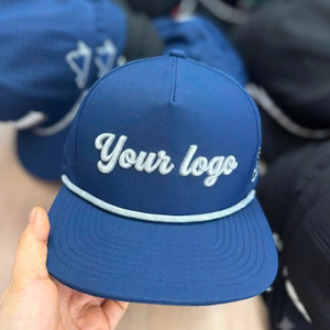 Gorra Unisex Azul de 5 Paneles con Cierre a Presión, Logotipo Bordado en el Panel Frontal, Estilo Urbano, Gorra de Béisbol, Cierre Ajustado, Uso Casual - Product Image 1