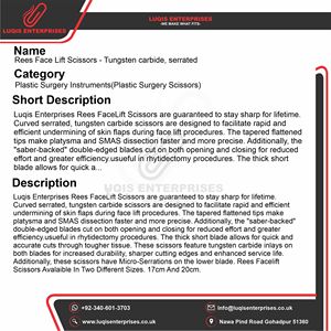 Tijeras Rees para Lifting Facial, Instrumento Quirúrgico Dentado de Carburo de Tungsteno, Herramienta de Cirugía Cosmética de Precisión de Acero Inoxidable - Product Image 5