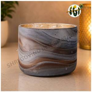 Porte-bougie en verre écologique, pot à bougie rond fait à la main, décoration de table réutilisable, bougie décorative portable pour la maison - Product Image 1