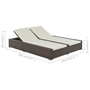 Lettino Doppio in Rattan PE Marrone con Struttura in Acciaio Verniciato a Polvere e Poliestere - Lettini Durevoli - Product Image 5