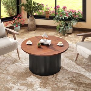 Struttura in legno massello e tavolino da caffè in legno per soggiorno tavolo rotondo con costruzione durevole - Product Image 3