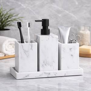 Factory Wholesale Portable Resin <b>Bathroom</b> <b>Accessories</b> <b>Set</b> Modern Resin Soap Dispenser by Curio Craft - Product Image 1