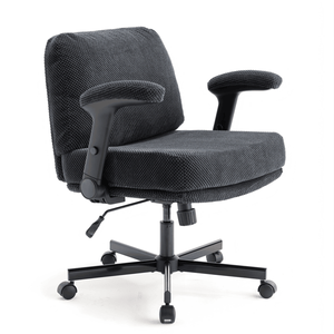 Chaise de bureau confortable à assise croisée avec coussin épais et siège large, bras pivotants réglables et roulettes - Product Image 3