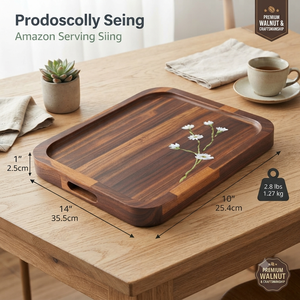 Bandeja de Servir de Madera Hecha a Mano, Bandeja de Lujo para Servir Café, Té, Desayuno y Comida, Bandeja Decorativa para Mesa, Uso Doméstico y en Restaurantes - Product Image 6