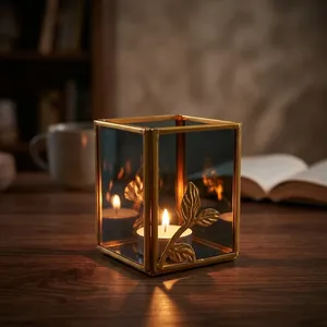 ARTISAN DESIGN Porte-bougie votif miniature en verre noir fait main de haute qualité, décoration de table, forme irrégulière - Product Image 1