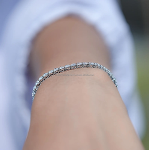 Elegant Heart Shape Diamond Tennis <b>Bracelet</b> in White Gold, Dainty Luxury Wrist Jewelry for Women, Minimal Romantic Everyday Were - Product Image 3