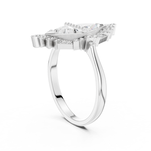 Trendy Round Brilliant Cut Lab Grown Diamond Rhodium Plated Ring Set 18KT White Gold <b>for</b> Party Wedding Luxury <b>Gifting</b> <b>for</b> Women - Product Image 3